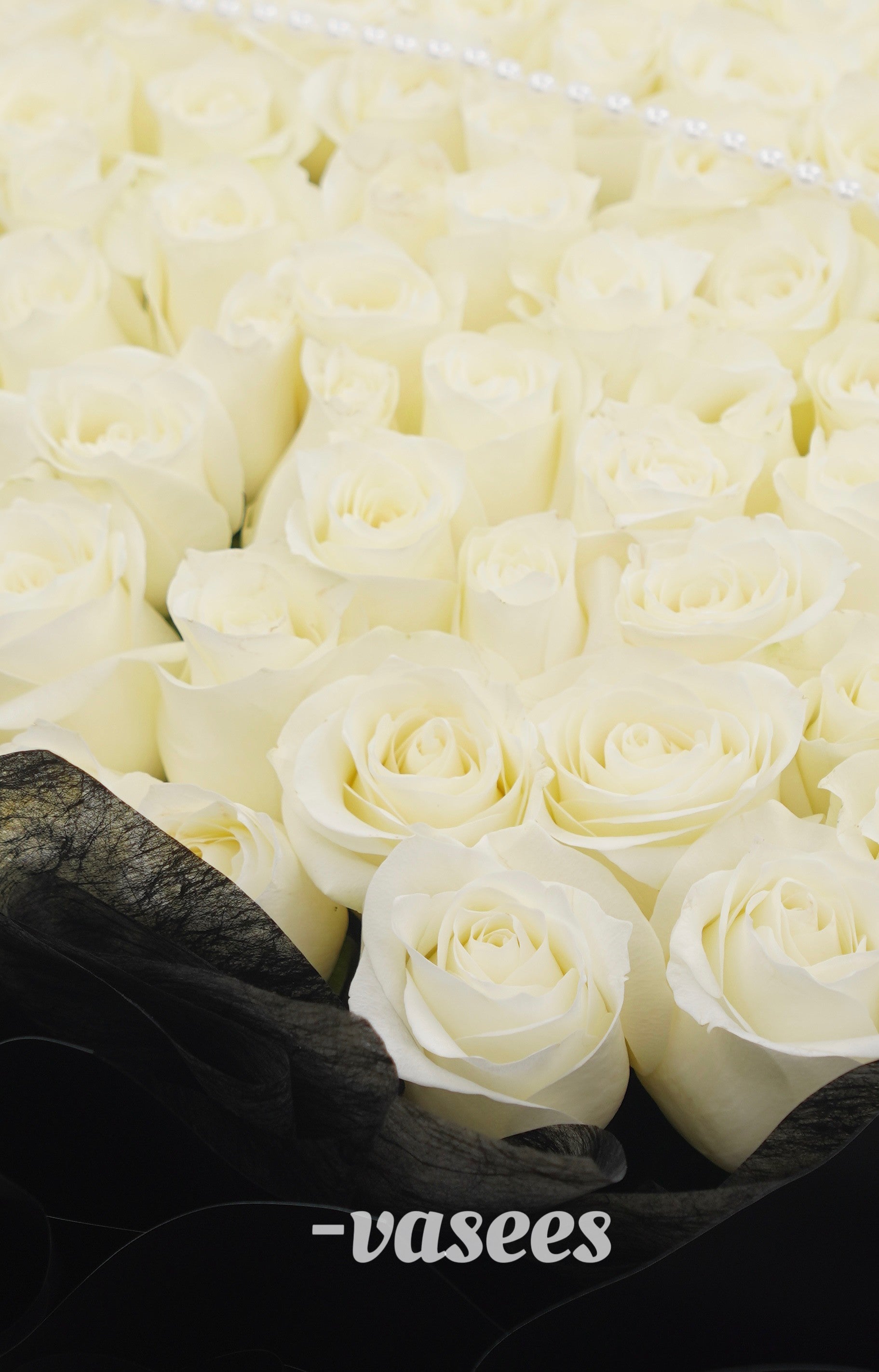 Black Dress| Premium White Roses
