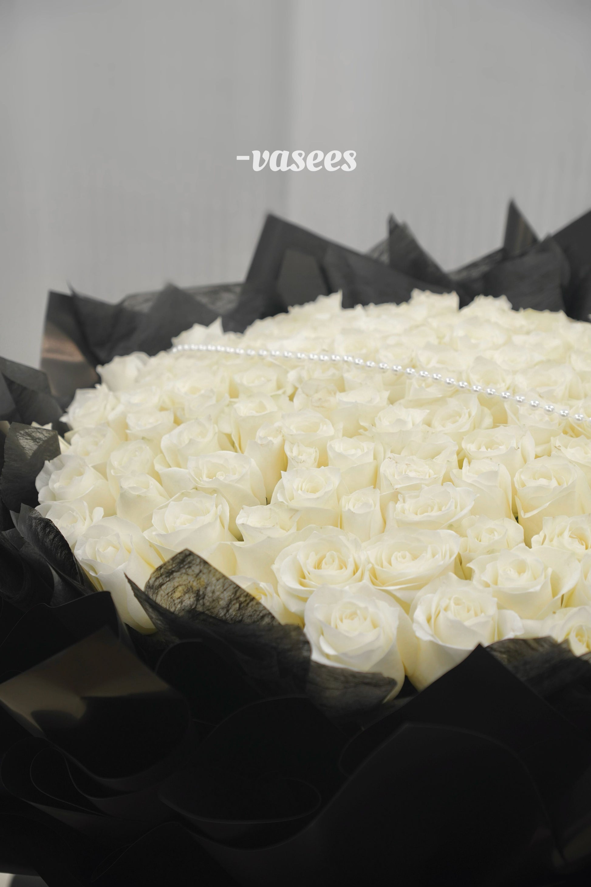 Black Dress| Premium White Roses