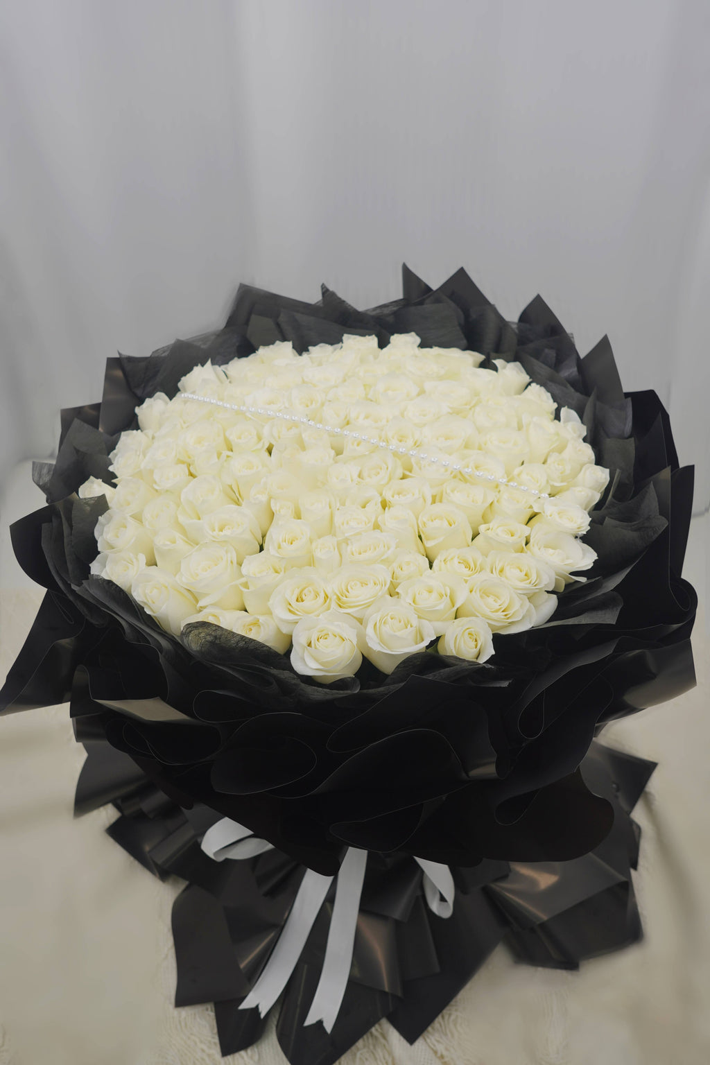 Black Dress| Premium White Roses