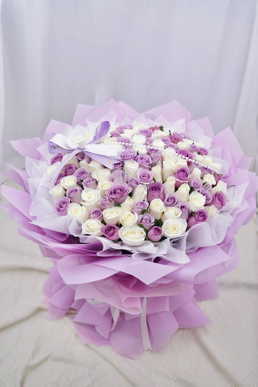 Purple And White Tones | Mixed Bouquet Of Purple And White Roses