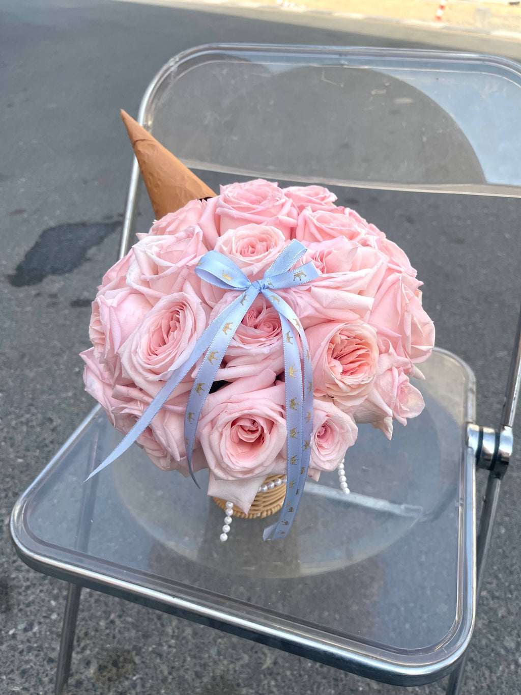 Strawberry Ice Cream Cone | Pink Lychee Rose Bouquet