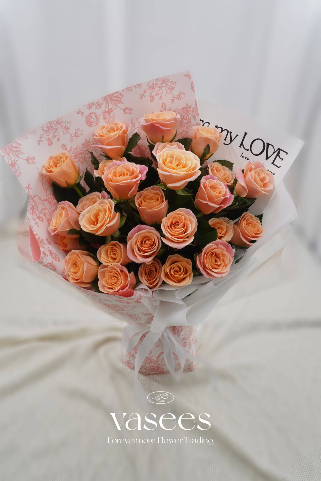 Orange Sunset |Flesh Pink Rose Bouquet