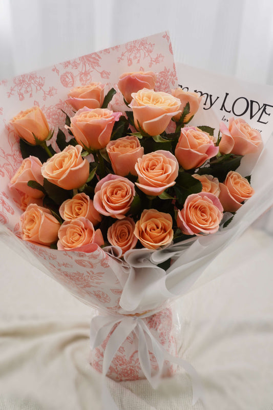 Orange Sunset |Flesh Pink Rose Bouquet