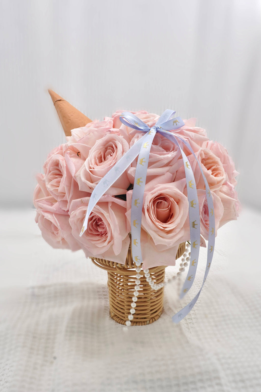 Strawberry Ice Cream Cone | Pink Lychee Rose Bouquet