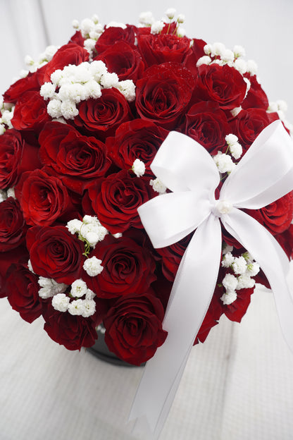 81 Premium Red Rose with Baby's breath Box