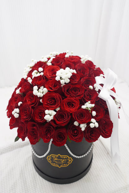 81 Premium Red Rose with Baby's breath Box