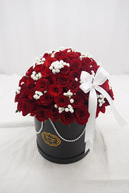 81 Premium Red Rose with Baby's breath Box