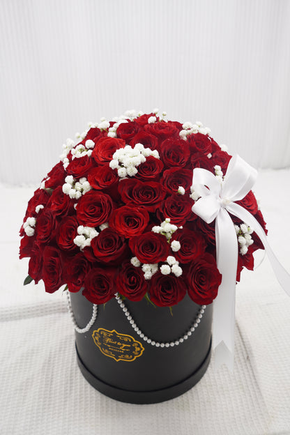 81 Premium Red Rose with Baby's breath Box