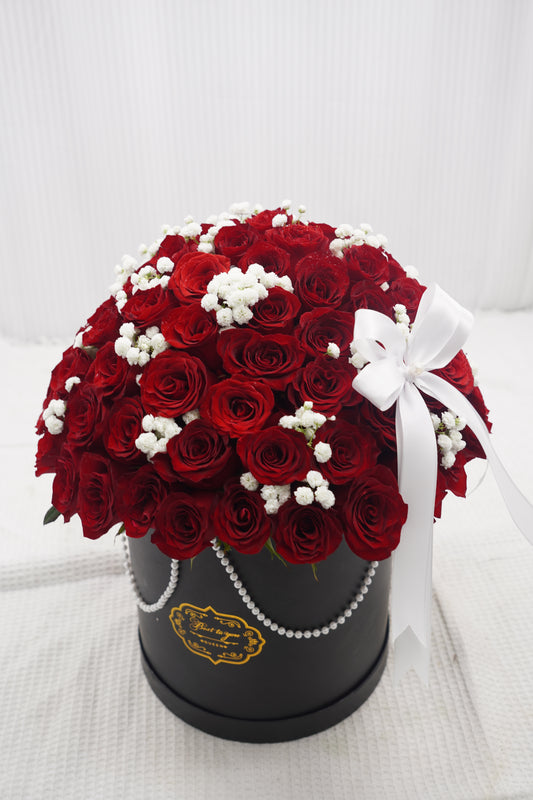 81 Premium Red Rose with Baby's breath Box