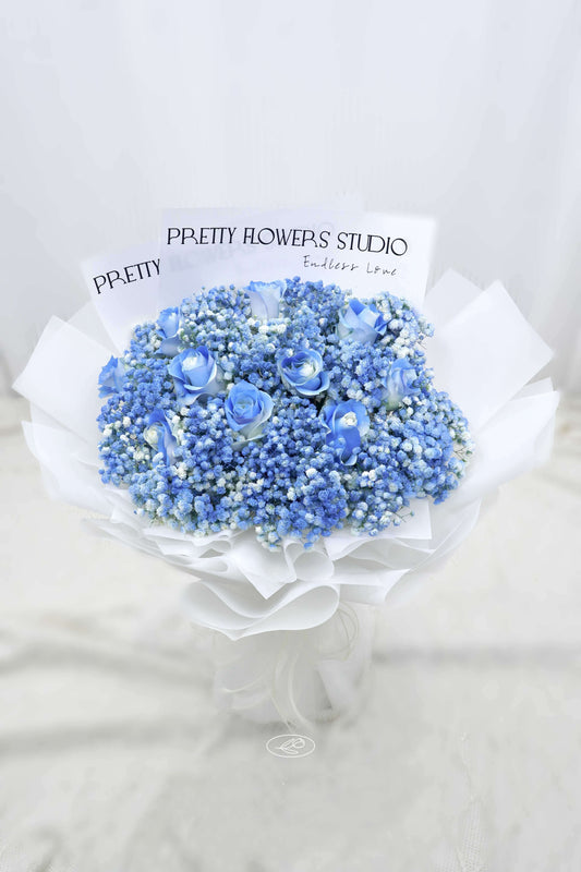 Blue Star | Rose and Babysbreath Mixed Bouquet