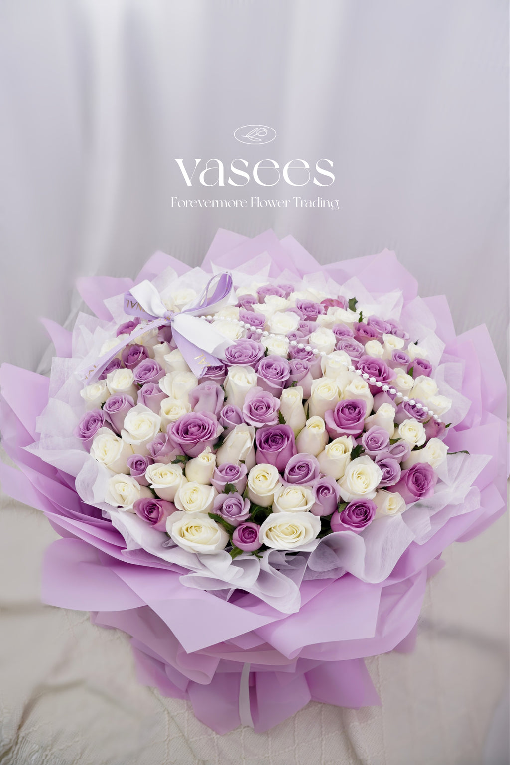 Purple And White Tones | Mixed Bouquet Of Purple And White Roses