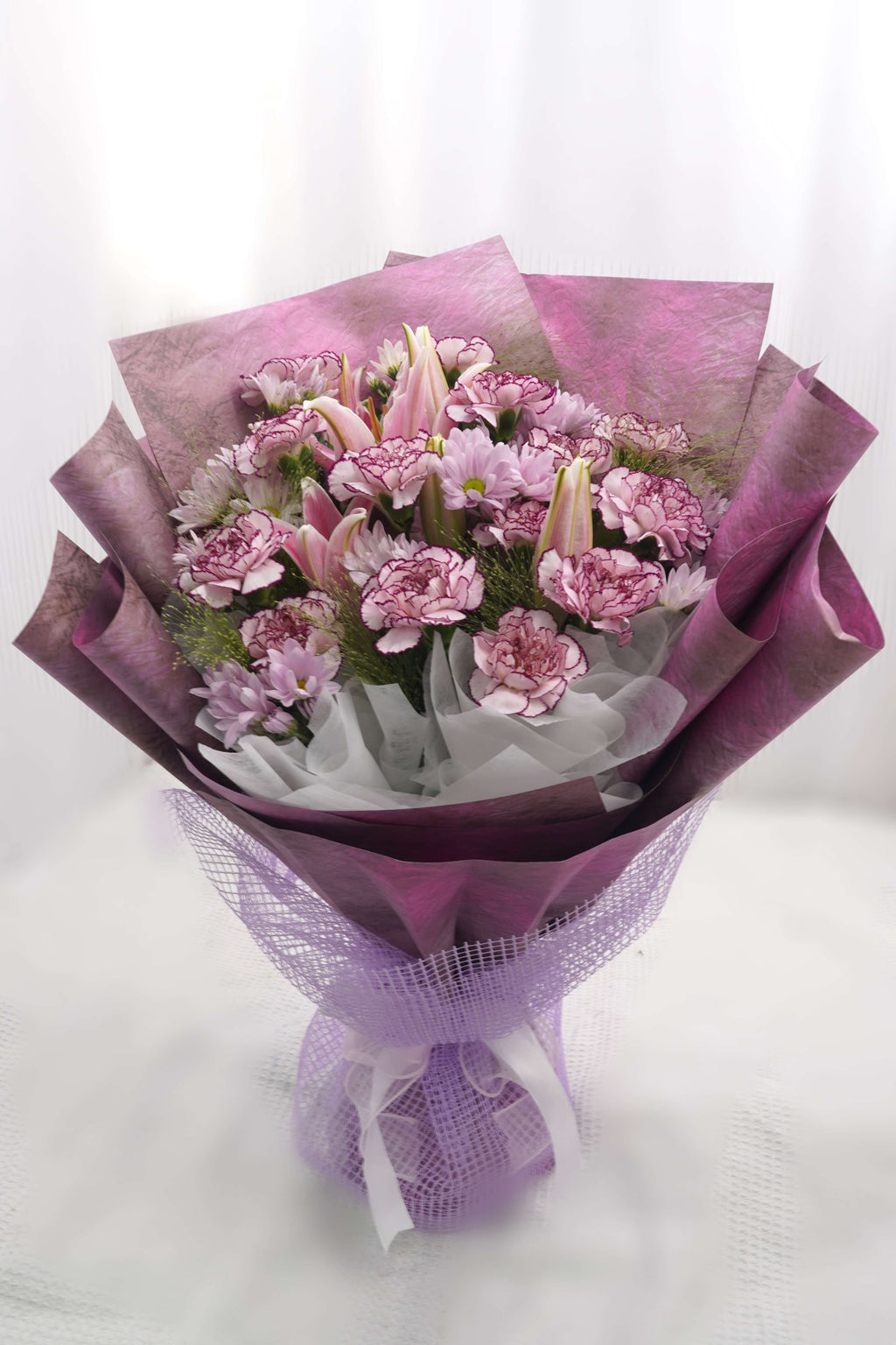 Purple Charm | Carnation And Lily Mixed Bouquet