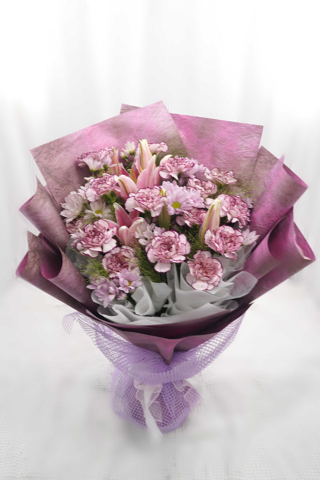 Purple Charm | Carnation And Lily Mixed Bouquet