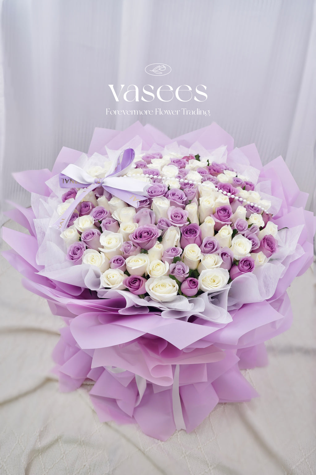 Purple And White Tones | Mixed Bouquet Of Purple And White Roses